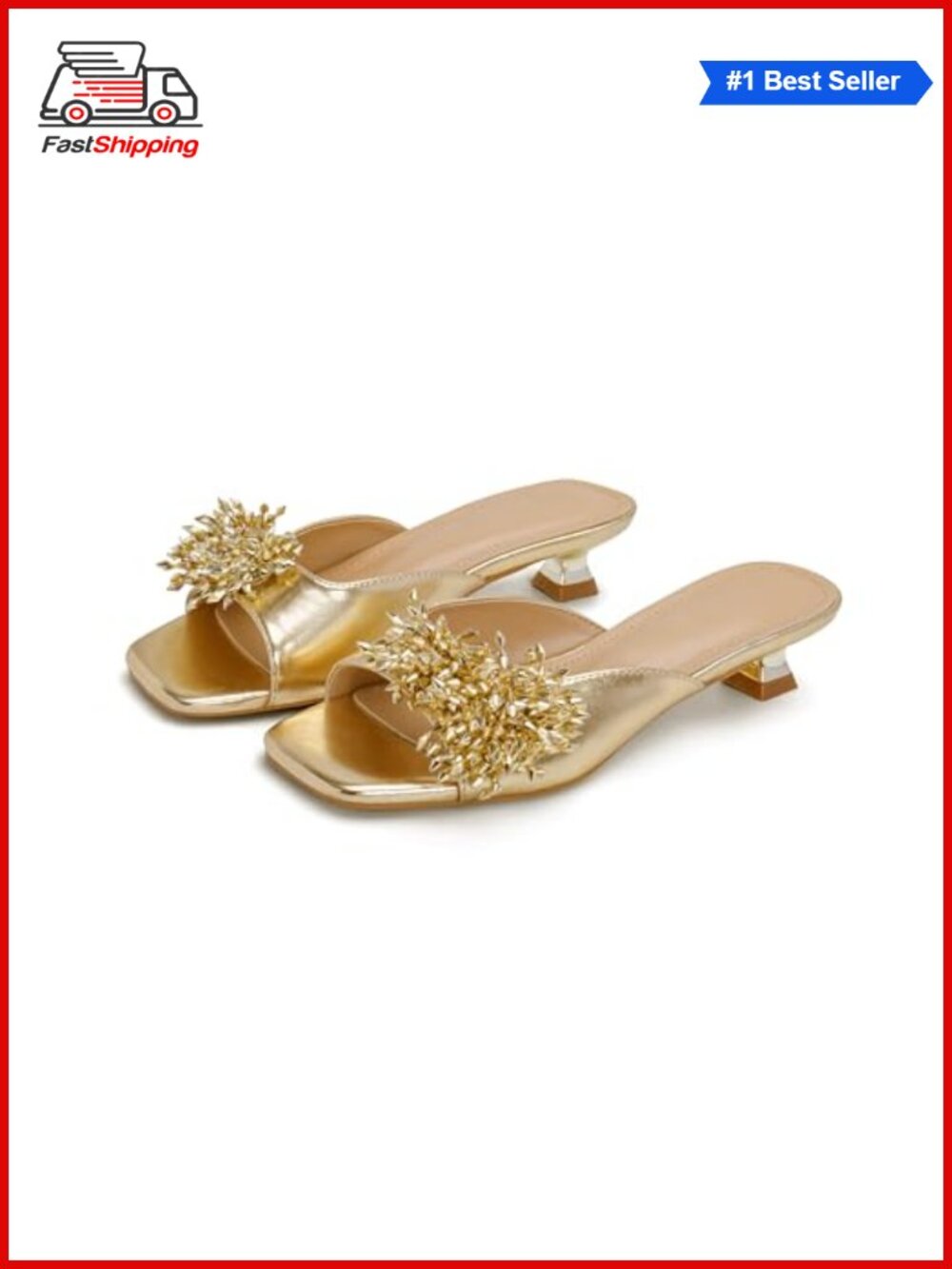 ✨ Kitten Heels Womens Open Square Toe Backless Sandals Mules with Bowknot